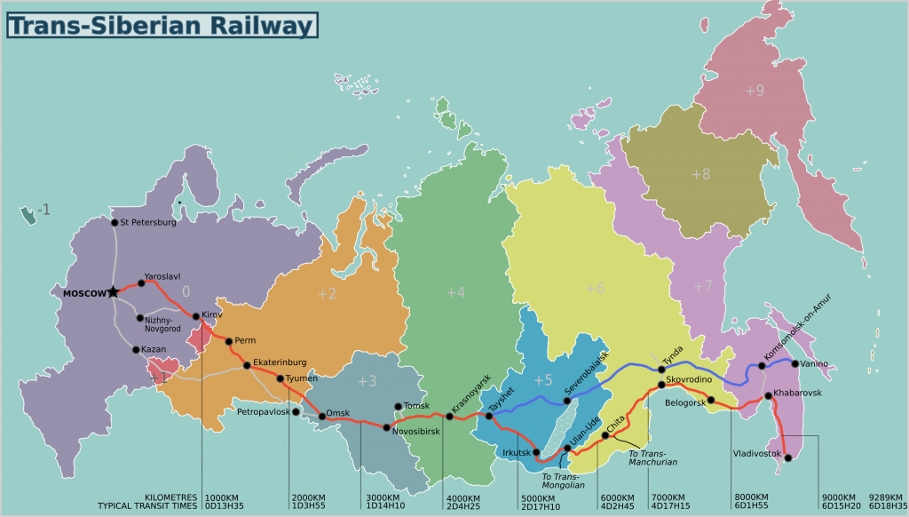 mapa de la ruta del tren transiberiano